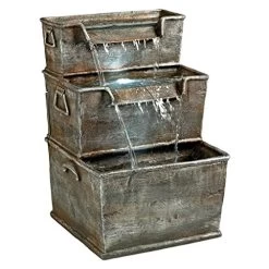 Water Fountain With LED Light – Farm Cistern Wood Barrel Garden Decor Tabletop Fountain – Desk Fountain Water Feature