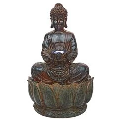 Asian Decor Water Fountain With LED Light – Endless Serenity Buddha Tabletop Fountain – Desk Fountain Water Feature