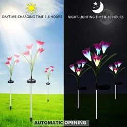 Outdoor Solar Garden Stake Lights,2 Pack Solar Powered Flower Lights With Multi-Color Auto-Changing For Garden, Multi… -Garden Supply Store 51MmLPTCWDL