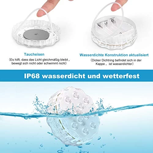 Kohree Pool Lights, 4 PCs RGB IP68 Waterproof Submersible Led Lights With Magnetic & Suction Cups, 360 Degree RF Remote… 3 Kohree Pool Lights, 4 PCs RGB IP68 Waterproof Submersible Led Lights With Magnetic & Suction Cups, 360 Degree RF Remote… - Image 3