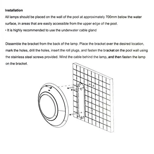 CNBRIGHTER LED Underwater Swimming Pool Lights, 54W RGB Color Changing, 12V AC, 20ft / 6m Cord Wall Surface Mounted IP68… 6 CNBRIGHTER LED Underwater Swimming Pool Lights, 54W RGB Color Changing, 12V AC, 20ft / 6m Cord Wall Surface Mounted IP68… - Image 6