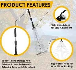 CLEARNEXT 63.5 Inch Telescopic Handle And Adjustable Width Heavy Duty Garden Leaf Rake – Lightweight Metal Rake For… 7 CLEARNEXT 63.5 Inch Telescopic Handle And Adjustable Width Heavy Duty Garden Leaf Rake – Lightweight Metal Rake For… -Garden Supply Store 51MxD3TFaUL