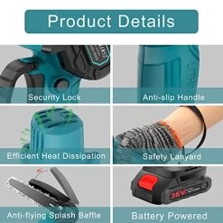 Mini Chainsaw 6-Inch With 2 Battery, Cordless Power Chain Saws With Security Lock, Handheld Small Chainsaw For Wood… -Garden Supply Store 51N XGYp2EL