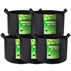 VIVOSUN 5-Pack 1 Gallon Heavy Duty Thickened Nonwoven Fabric Pots Grow Bags With Handles