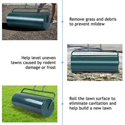 Goplus Lawn Roller, Push/Tow Behind Water/Sand Filled Steel Yard Sod Roller For Garden Backyard, 17 Gallon/63 L, 36″x12″ -Garden Supply Store 51NYFZIGOnL
