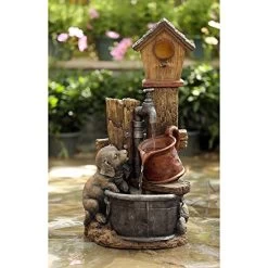 Jeco Birdhouse And Dog Indoor/Outdoor Fountain