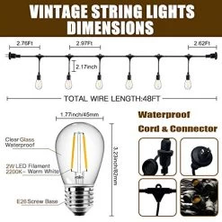 Brillihood LED Outdoor 50ft G40 String Lights With 50 +2 Shatterproof LED Bulbs, Warm White, Indoor & Outdoor Hanging… -Garden Supply Store 51NybMG9AXL