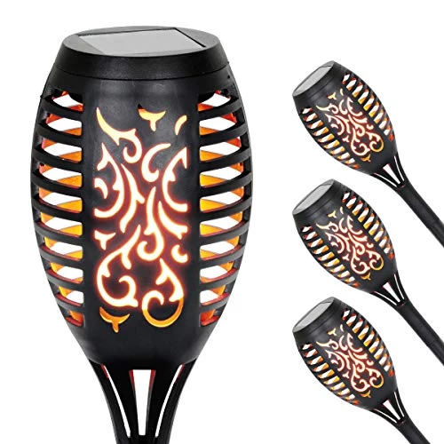 Exhart Flickering Flame Solar Torch Yard Stake – 4 Pack Small LED Tiki Torch Dancing Flame Stake To Illuminate Gardens… 1 Exhart Flickering Flame Solar Torch Yard Stake – 4 Pack Small LED Tiki Torch Dancing Flame Stake To Illuminate Gardens…