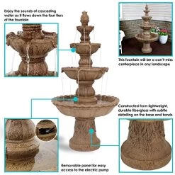 Sunnydaze Pineapple Large Outdoor Water Fountain – 4-Tier Waterfall Fountain & Backyard Water Feature For Patio, Yard… -Garden Supply Store 51O5zii2WyL