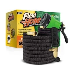 Flexi Hose With 8 Function Nozzle Expandable Garden Hose, Lightweight & No-Kink Flexible Garden Hose, 3/4 Inch Solid…