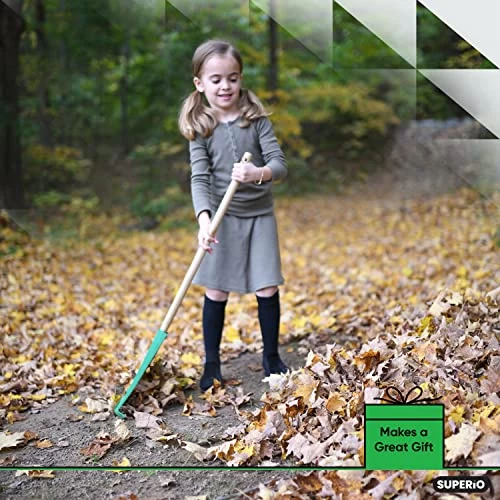 Kids Garden Rake With Hardwood Handle – Durable Plastic Green Head To Sweep Leaves In Lawn And Tidying Up The Garden… 2 Kids Garden Rake With Hardwood Handle – Durable Plastic Green Head To Sweep Leaves In Lawn And Tidying Up The Garden… - Image 2