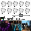 QACA Smart LED Deck Lights Kit WiFi Controlled Color Changeable, Φ1.38“ Outdoor IP67 Waterproof Low Voltage Step Lights…