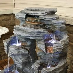 Sunnydaze Dual Cascading Rock Falls Outdoor Water Fountain With LED Lights & Electric Submersible Pump – Patio Lawn… 12 Sunnydaze Dual Cascading Rock Falls Outdoor Water Fountain With LED Lights & Electric Submersible Pump – Patio Lawn… -Garden Supply Store 51Oamrc26kL