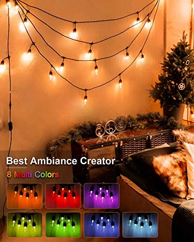 WENFENG 2 Pack RGB Colored LED Christmas Outdoor String Lights With Remote Control, Dimmable Shartterproof 30+5 G60… 2 WENFENG 2 Pack RGB Colored LED Christmas Outdoor String Lights With Remote Control, Dimmable Shartterproof 30+5 G60… - Image 2