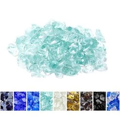 Mr. Fireglass Recycled Fire Glass For Natural Or Propane Fire Pit,Fireplace And Fire Table,10 Lb,Light Sea Blue