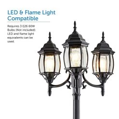 Noma Outdoor Street Light | Waterproof Outdoor Lamp Post Light With Triple-Head Design For Backyard, Patio, Garden… 9 Noma Outdoor Street Light | Waterproof Outdoor Lamp Post Light With Triple-Head Design For Backyard, Patio, Garden… -Garden Supply Store 51P11 zzd8L