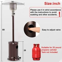 Patio Heater Tall Hammered Finish Garden Outdoor Heater Propane Standing LP Gas Steel W/Accessories -Garden Supply Store 51P4VJUNLpL