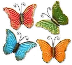 GIFTME 5 Metal Butterfly Wall Art Decor Set Of 4 Colorful Garden Wall Sculptures