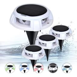 Solar Deck Lights,MOWASS Outdoor RGB Step Lights For Swimming Pool,Garden,Fence, Patio, Deck, Or Walkway (4PCS)