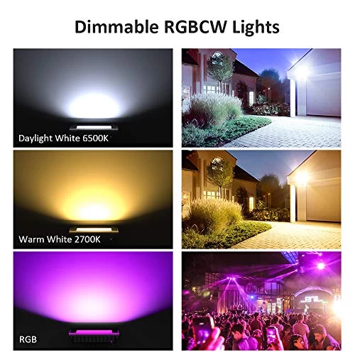 Novostella 2 Pack 20W Smart LED Flood Lights, RGBCW, 2700K-6500K, 2000LM, WiFi Outdoor Dimmable Color Changing Stage… 2 Novostella 2 Pack 20W Smart LED Flood Lights, RGBCW, 2700K-6500K, 2000LM, WiFi Outdoor Dimmable Color Changing Stage… - Image 2