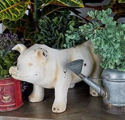 Benzara 79928 Adorable Pig Flower Pot, Cream