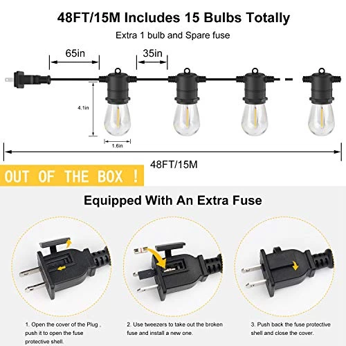 IMartine Outdoor Led String Lights RGB Patio Lights 48FT Waterproof Color Changing Dimmable Backyard Light 15+2… 6 IMartine Outdoor Led String Lights RGB Patio Lights 48FT Waterproof Color Changing Dimmable Backyard Light 15+2… - Image 6