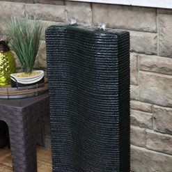 Sunnydaze Rippling Tower Outdoor Water Fountain With Lights, Garden & Patio Waterfall Feature, 31-Inch Tall -Garden Supply Store 51Qe1EZ8EJL