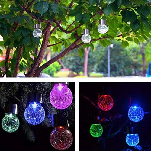 4 Pack Hanging Solar Lights Outdoor LED Solar Powered Crystal Colour Changing Ball Light Waterproof Rechargeable Lights… 7 4 Pack Hanging Solar Lights Outdoor LED Solar Powered Crystal Colour Changing Ball Light Waterproof Rechargeable Lights… - Image 7