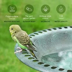 VIVOSUN 2-in-1 Outdoor Garden Bird Bath With Flower Planter Base, Weather-Resistant Garden Décor, 28” High Green -Garden Supply Store 51S6uSEzbJL