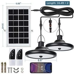 JACKYLED Motion Sensor Dual Head Solar Pendant Lights, 4 Modes Waterproof Shed Lights Indoor Outdoor Use, Remote & 16… -Garden Supply Store 51SiiMAmrNL