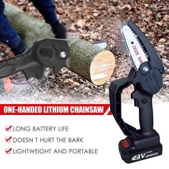 KKmoon Mini Chainsaw Cordless,4-Inch Electric Chainsaw,Power Chain Saws Pruning Saw 24V Chargeing Electric Woodworking… -Garden Supply Store 51T2B3I922BAL