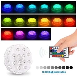 Kohree Pool Lights, 4 PCs RGB IP68 Waterproof Submersible Led Lights With Magnetic & Suction Cups, 360 Degree RF Remote… 12 Kohree Pool Lights, 4 PCs RGB IP68 Waterproof Submersible Led Lights With Magnetic & Suction Cups, 360 Degree RF Remote… -Garden Supply Store 51TQIHvHUTL