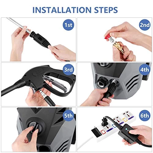 Electric Pressure Washer Electric Power Washer High Pressure Washer Cleaner Machine With Spray Gun, 5 Nozzles, Hose… 5 Electric Pressure Washer Electric Power Washer High Pressure Washer Cleaner Machine With Spray Gun, 5 Nozzles, Hose… - Image 5