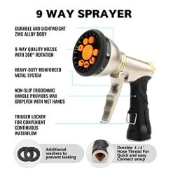 Garden Hose Expandable, Leakproof Lightweight, Retractable Collapsible Water Hose With 9 Function Zinc Spray Hose Nozzle… -Garden Supply Store 51Utz9ZxrLL