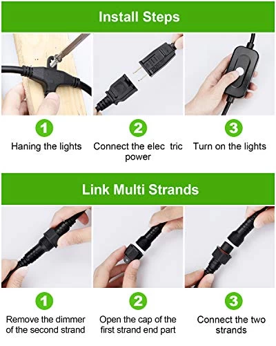 WENFENG 2 Pack RGB Colored LED Christmas Outdoor String Lights With Remote Control, Dimmable Shartterproof 30+5 G60… 7 WENFENG 2 Pack RGB Colored LED Christmas Outdoor String Lights With Remote Control, Dimmable Shartterproof 30+5 G60… - Image 7