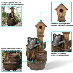Sunnydaze Rustic Birdhouse Outdoor Water Fountain – Waterfall Fountain & Backyard Water Feature For Patio, Yard, & Lawn… -Garden Supply Store 51VpJhS6n1L
