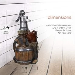 Alpine Old Fashion Pump Barrel Rustic Fountain, 24 Inch Tall -Garden Supply Store 51Vvf4Ubo3L