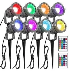 ZUCKEO Landscape Lighting 6W RGB Remote Control LED Landscape Lights 12V 24V Low Voltage Garden Pathway Lights…