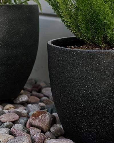 Canary Products PL1515BK Xbrand Modern Nested Black Round Flower Pot Planter, 14 Inch & 12 Inch Tall 5 Canary Products PL1515BK Xbrand Modern Nested Black Round Flower Pot Planter, 14 Inch & 12 Inch Tall - Image 5