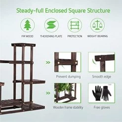 VIVOSUN Plant Stand Indoor Plant Shelf, 6 Tiers 10 Potted Wooden Flower Holder, Tiered Plant Rack For Garden, Balcony… -Garden Supply Store 51W5HPj5H5L