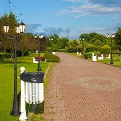 PARTPHONER Outdoor Lamp Post Light 3-Head, Waterproof Hexagon Black Street Light Pole With Clear Glass Shade For Yard… -Garden Supply Store 51X8F0wdVaL