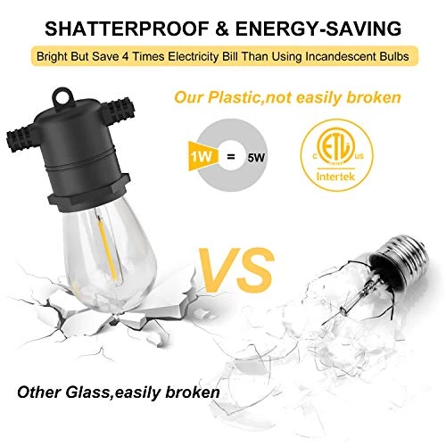 IMartine Outdoor Led String Lights RGB Patio Lights 48FT Waterproof Color Changing Dimmable Backyard Light 15+2… 3 IMartine Outdoor Led String Lights RGB Patio Lights 48FT Waterproof Color Changing Dimmable Backyard Light 15+2… - Image 3