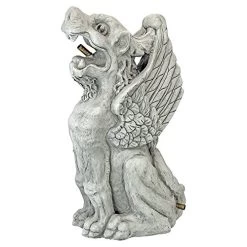 Design Toscano Winged Gothic Gargoyle Piped Pond Spitter Statue Water Feature, 45.5 Cm, Polyresin, Antique Stone