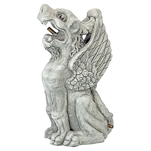Design Toscano Winged Gothic Gargoyle Piped Pond Spitter Statue Water Feature, 45.5 Cm, Polyresin, Antique Stone 1 Design Toscano Winged Gothic Gargoyle Piped Pond Spitter Statue Water Feature, 45.5 Cm, Polyresin, Antique Stone