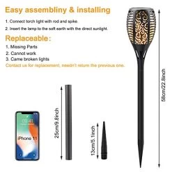 Permande Solar Torch Light With Flickering Flame, Fire Effect Lantern, Garden Light, Auto On/off Dust To Dawn, Outdoor… 9 Permande Solar Torch Light With Flickering Flame, Fire Effect Lantern, Garden Light, Auto On/off Dust To Dawn, Outdoor… -Garden Supply Store 51YM ra94JL