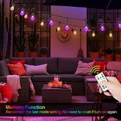 2-Pack 48FT RGB Outdoor String Lights, Dimmable Multicolor LED Patio Lights With 30+5 Shatterproof Plastic Bulbs, Remote… -Garden Supply Store 51YgvaSUVvL