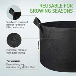 VIVOSUN 5-Pack 1 Gallon Heavy Duty Thickened Nonwoven Fabric Pots Grow Bags With Handles -Garden Supply Store 51YuO9mj7aL