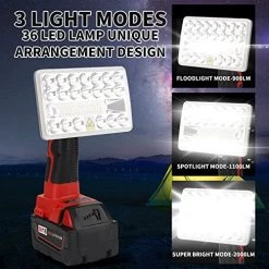 Taingwei 2000LM LED Cordless Lamp Compatible With Milwaukee M18 Lithium Battery,18v Work Light For Camping, Car… 9 Taingwei 2000LM LED Cordless Lamp Compatible With Milwaukee M18 Lithium Battery,18v Work Light For Camping, Car… -Garden Supply Store 51YuePms4BL
