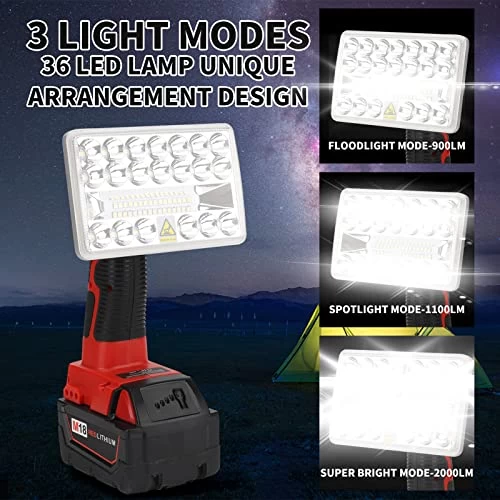 Taingwei 2000LM LED Cordless Lamp Compatible With Milwaukee M18 Lithium Battery,18v Work Light For Camping, Car… 3 Taingwei 2000LM LED Cordless Lamp Compatible With Milwaukee M18 Lithium Battery,18v Work Light For Camping, Car… - Image 3