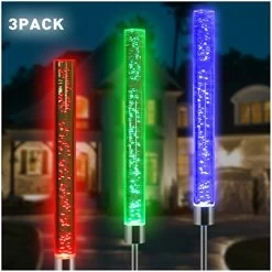 Upgraded Garden Solar Lights Outdoor Solar Acrylic Bubble RGB Color Changing Solar Powered Garden Stake Lights For…